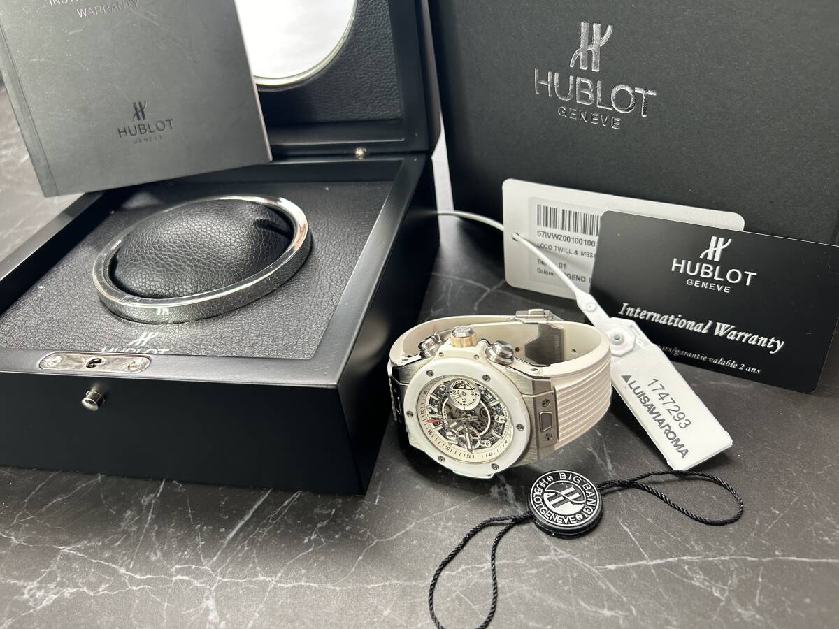 腕時計(ジャンク品)　HUBLOT BIG BANG UNICO　４８ｍｍ　ホワイトセラミックベゼル　ウブロビッグバン　*必ず説明をお読みくださいの1番目の画像