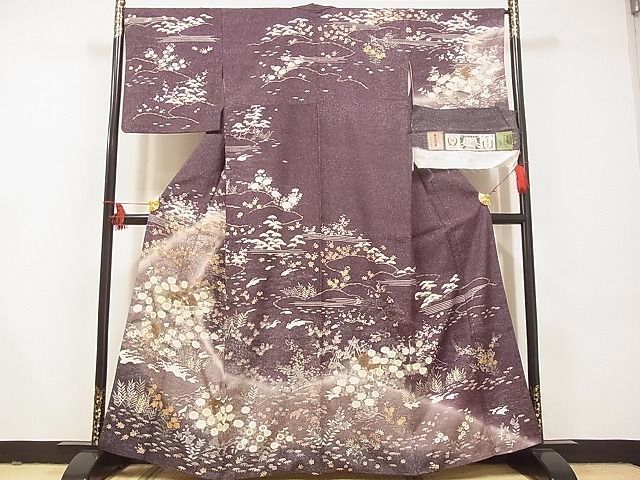 値下げ交渉OK！信州栗まゆ紬 茶屋辻 訪問着 正絹 L867 - 訪問着 