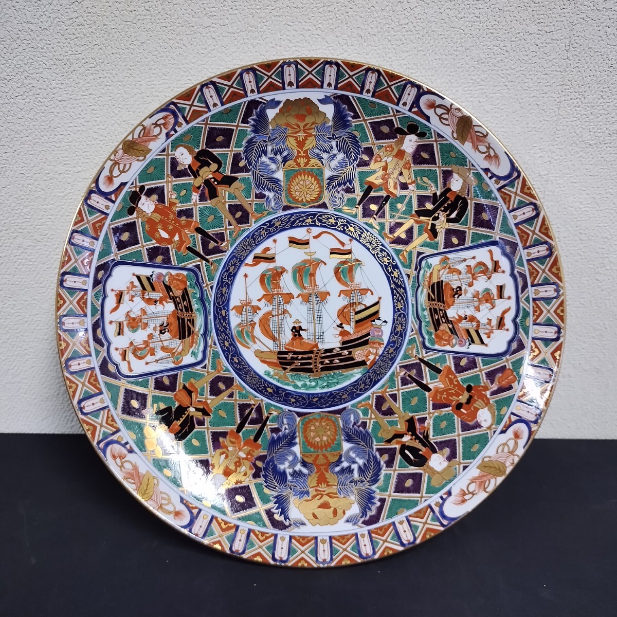 古伊万里染付大皿40cm 松竹梅唐草文皿飾皿絵皿