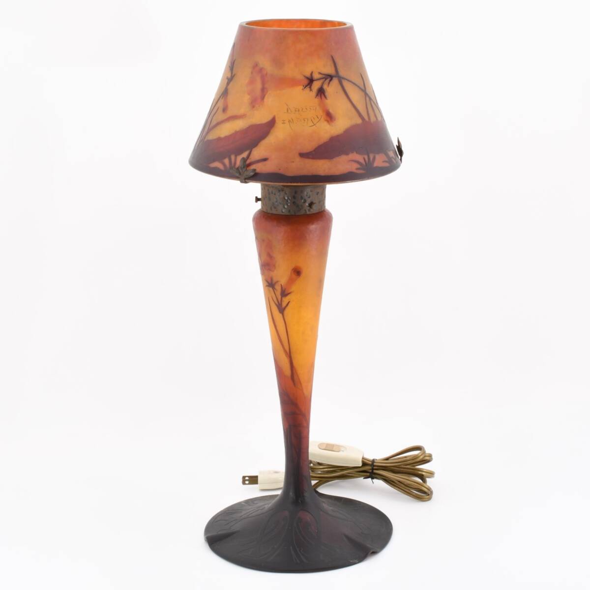 ウランガラス ランプシェード アール・デコ 大正 やや傷や汚れあり】1