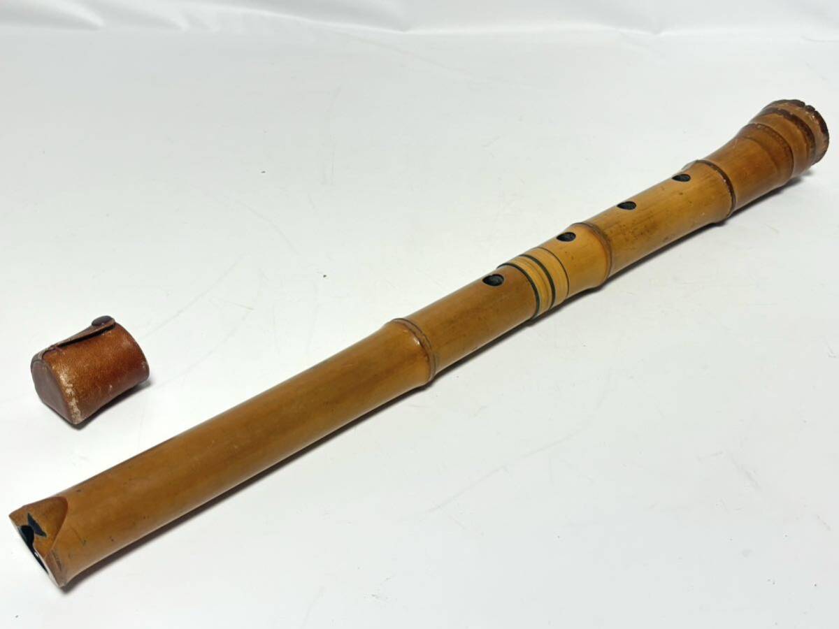 尺八 在銘 蝴蝶 和楽器 楽器 木管 二本継 カバー付属 中古品