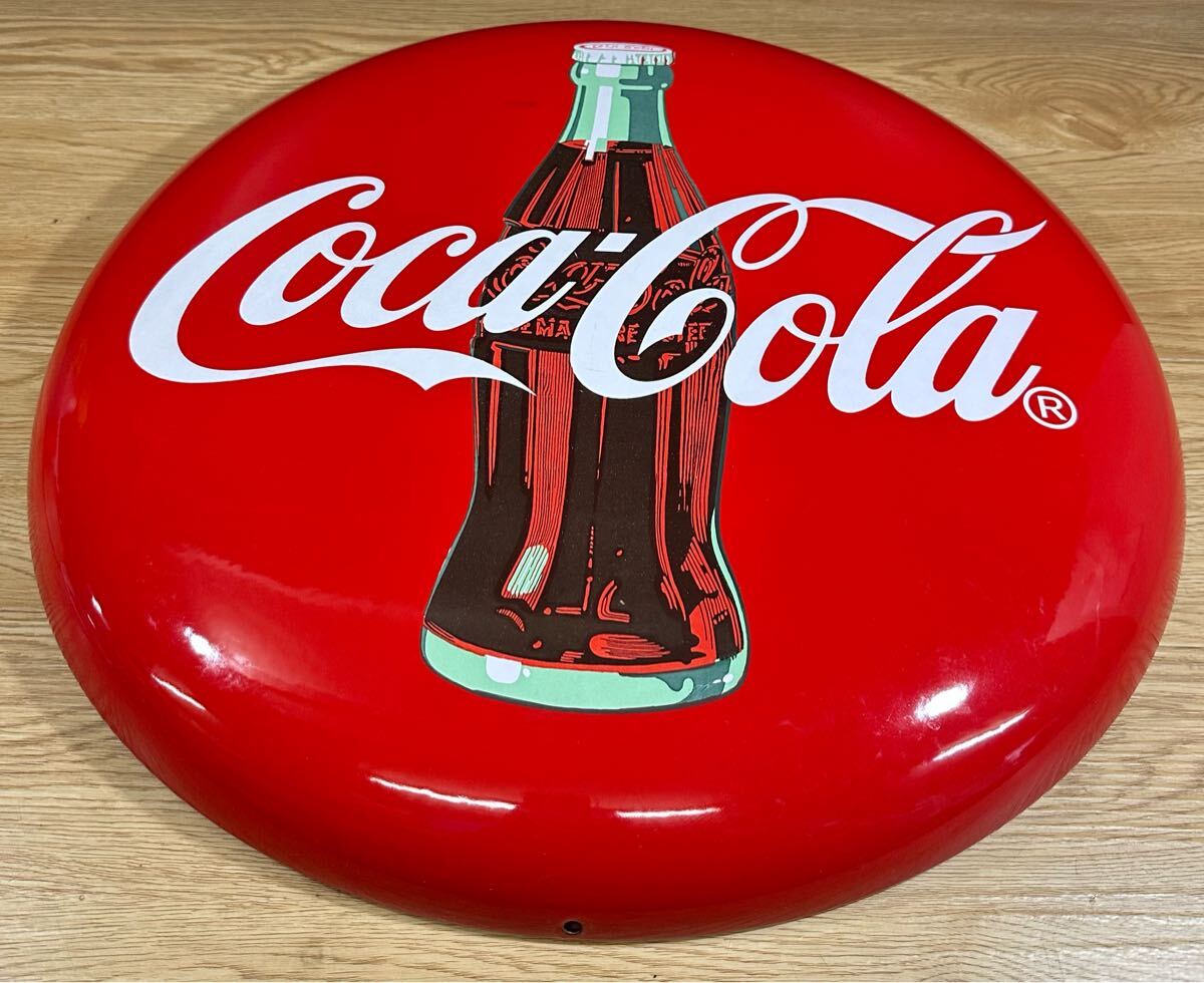 I-411］希少！ 美品 コカ・コーラ 特大 円形看板 Coca Cola ブリキ看板