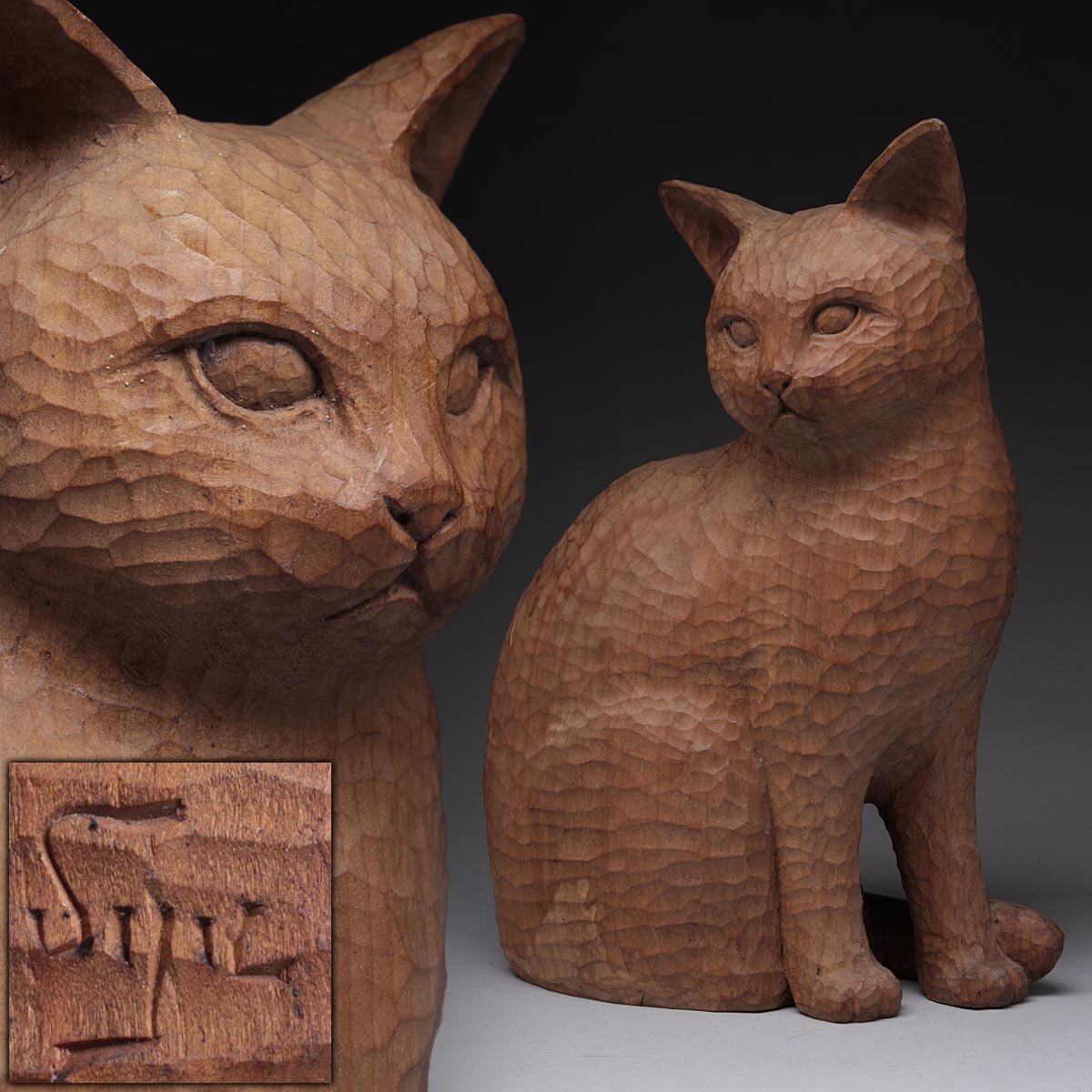 3 金岡作 金岡茂幸？　犬　イヌ 一刀彫　木彫り　木彫刻　アイヌ　北海道 3 金岡作 金岡茂幸？ 犬 イヌ 一刀彫 木彫り 木彫刻 アイヌ