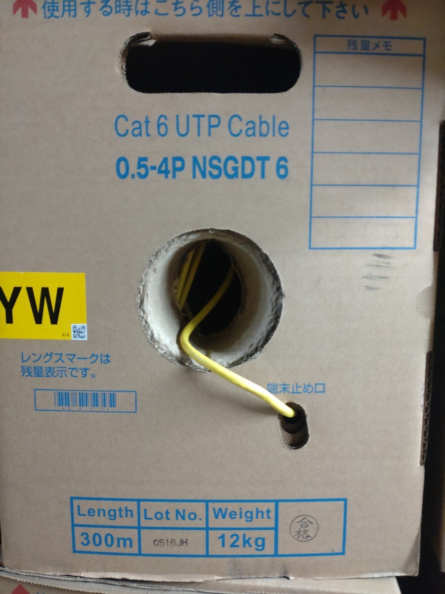 【目立った傷や汚れなし】日本製線 Cat6 UTPケーブル 0.5-4P NSGDT 6(WH)300m巻 1箱 箱入り未使用ケーブルの落札 ...