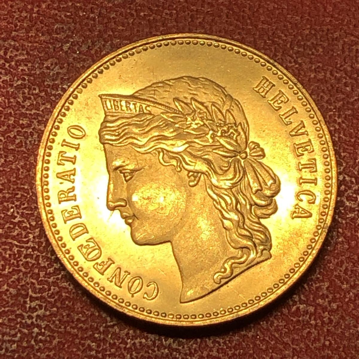 1893年　ヘルヴェティア　20フラン金貨　スイス　古銭　記念硬貨　アンティークコイン　 コレクションの1番目の画像