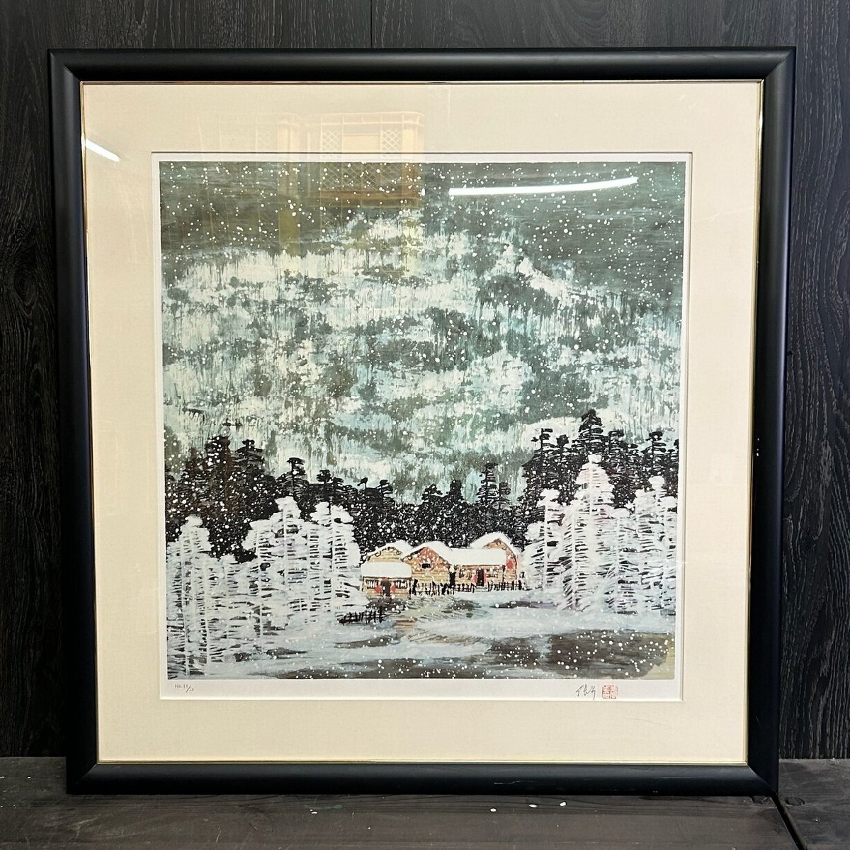 董芸】中国近代画家 張歩 チャンプー 筆 『金秋』 大判 リトグラフ 117