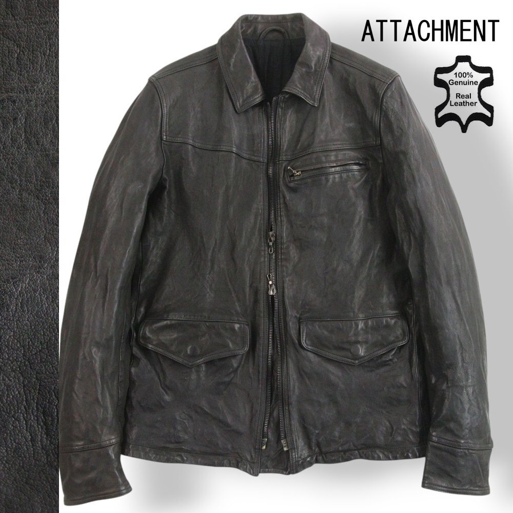 Attachment ドイツカーフ シングルライダース 名作！定価15万ATTACHMENTドイツカーフKAZUYUKI KUMAGAIダブルレザー