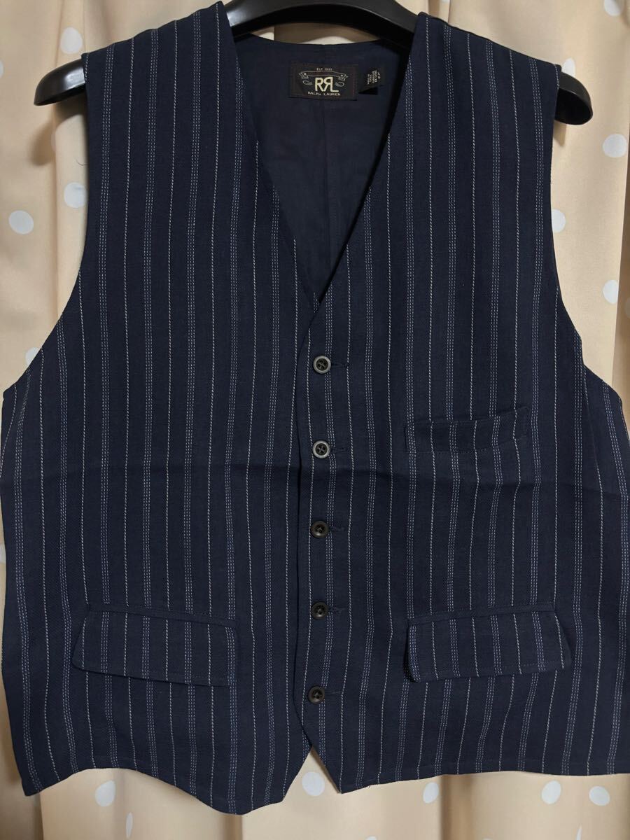 RRL ジョニーデップ着用 サイズL ストライプ ベスト VEST ダブルアール