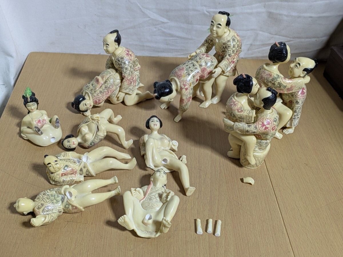 ◇江信 造 本象牙製 大根付、置根付 春画 艶人形 男女人物像 まぐわい