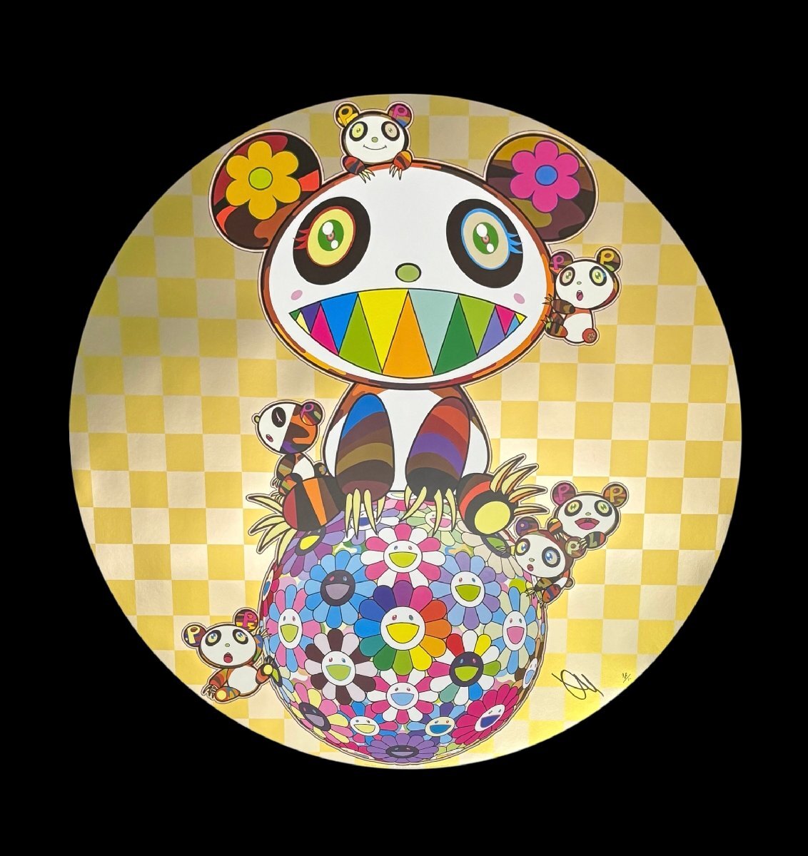 新品】村上隆 『お花の笑顔』 70cm × 100cm 特大 キャンパス地 厚手