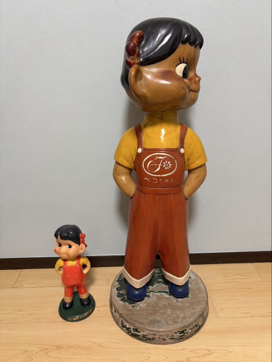 中古】不二家 店頭用 ペコちゃん 等身大 ソフビ 看板 人形 レトロ 昭和