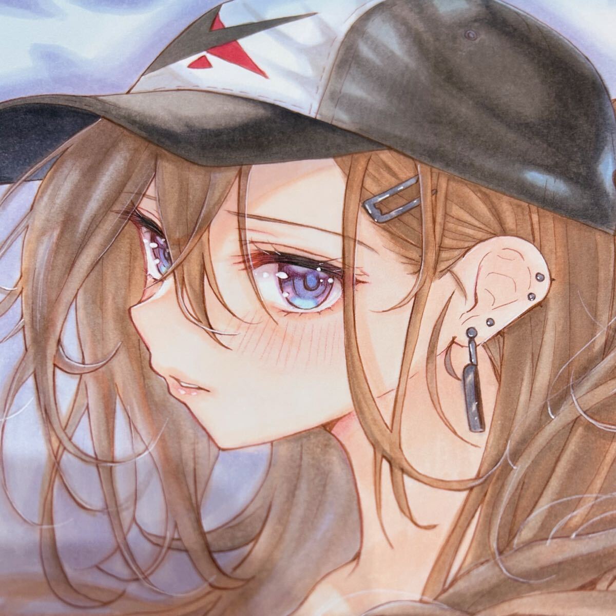 オリジナル手描きイラスト原画「レトロなガール」 新品】同人手描きイラスト オリジナル ボーイッシュな女の子 パンツ A4