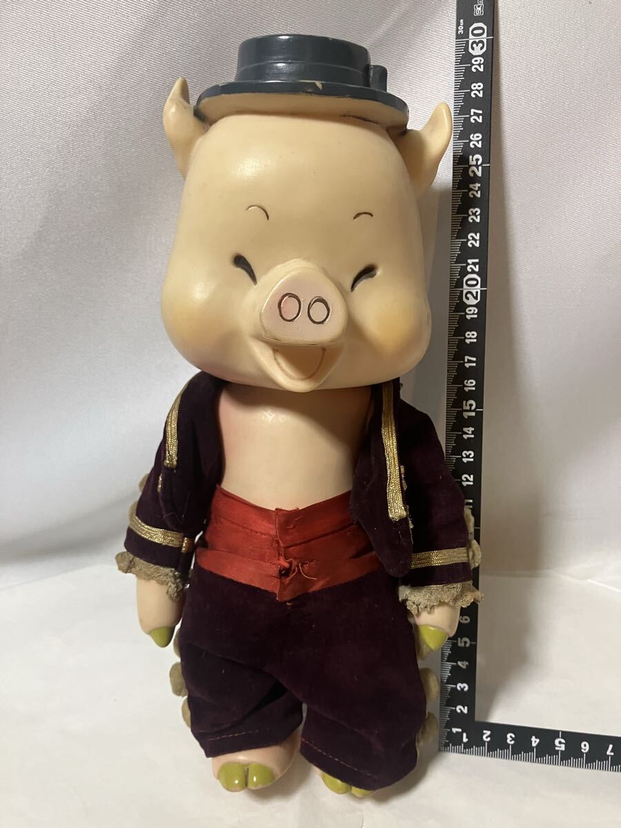 中古】旧バンダイ ブーフーウー 3匹の子ブタ ソフビ人形 当時 昭和