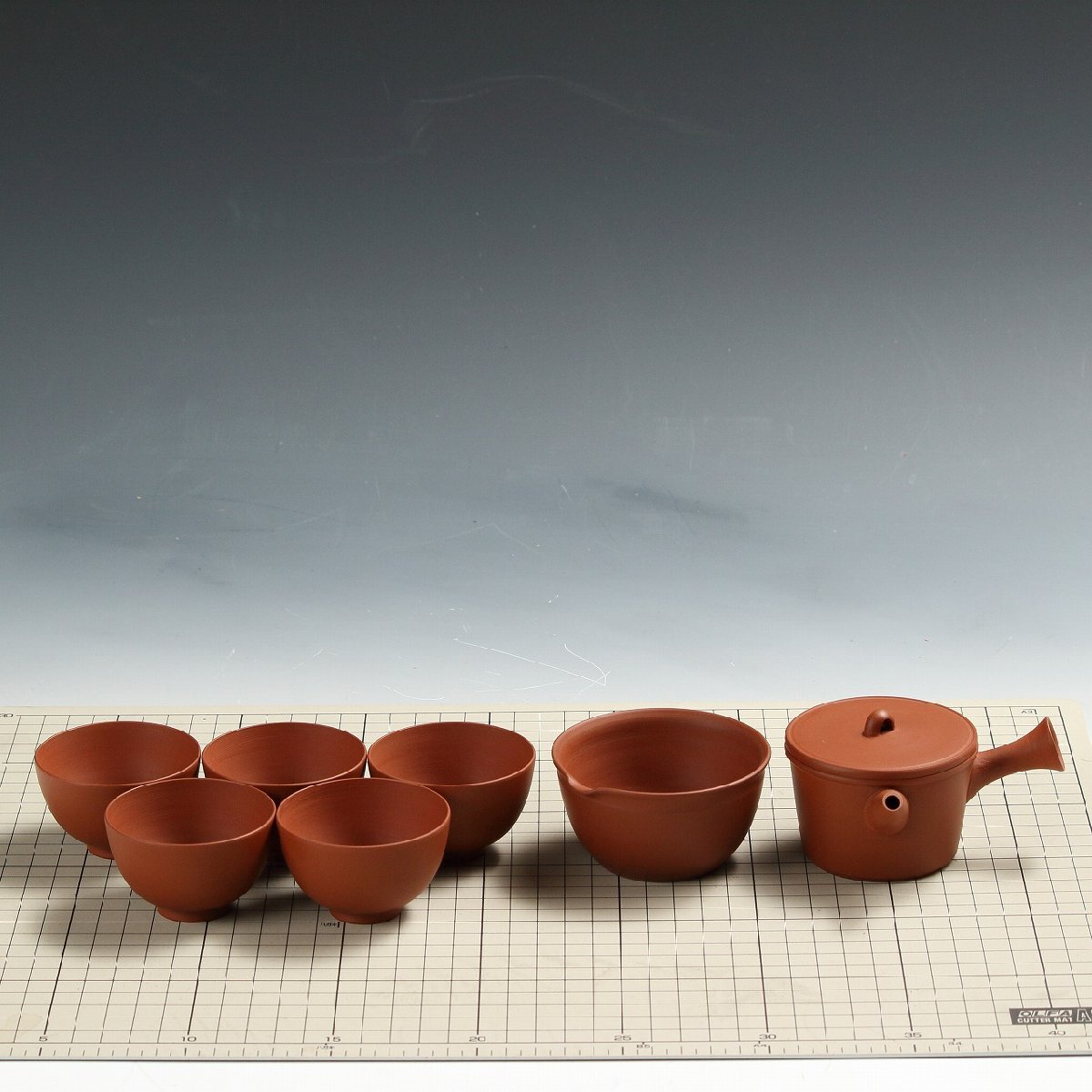 村越 風月 造 窯変 組込茶器揃 （ 泡瓶 ・ 湯冷 ・ 茶碗三客 ） 共箱