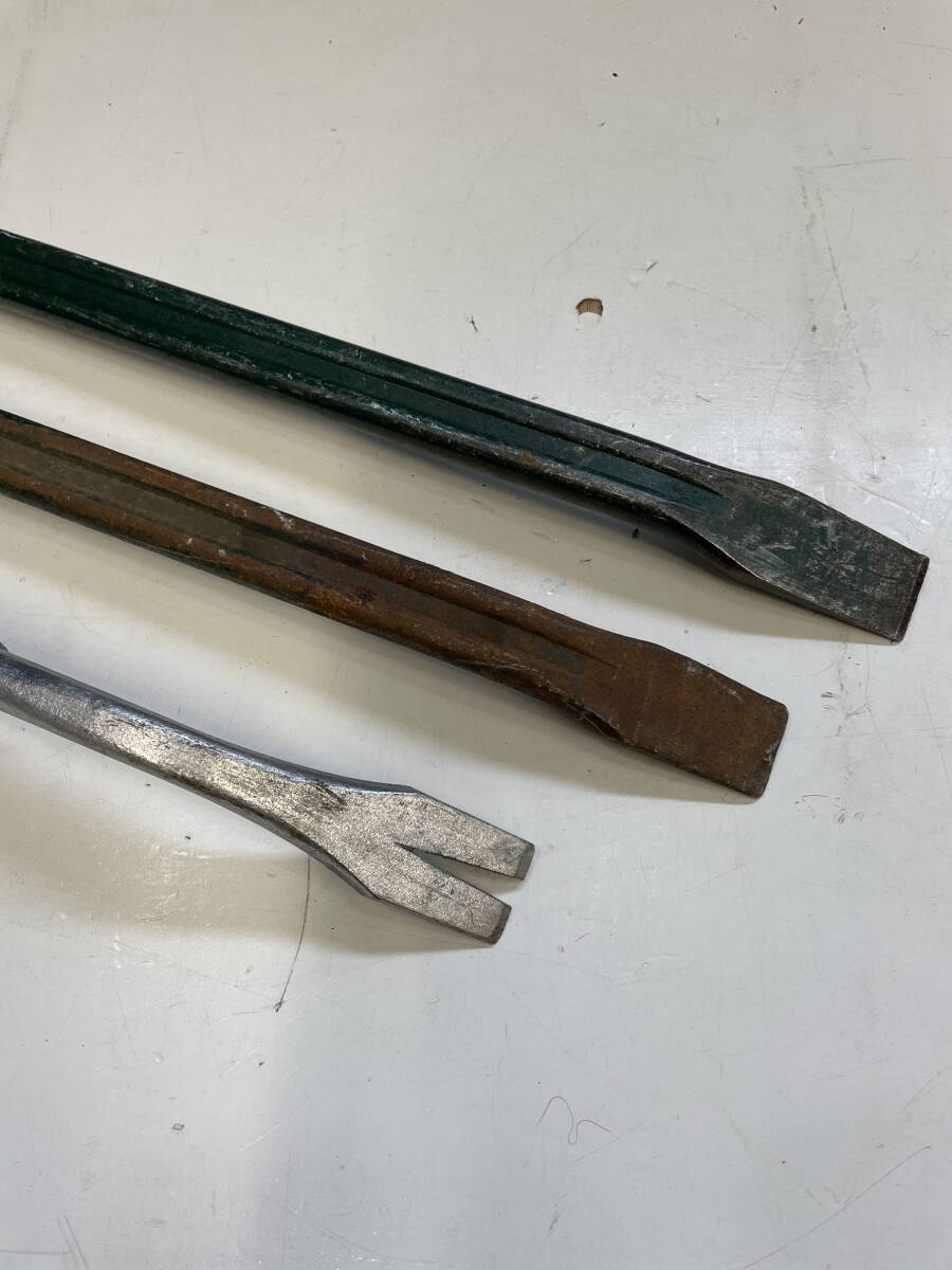 中古 釘抜 バール 600-900mm在銘解体大工道具 六角鶴首バール 大工 