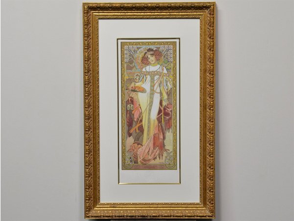 シャドーボックス サイズ約46×85cm アルフォンス ミュシャ 四季 冬