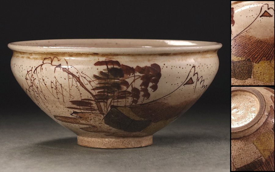 ◆美しい呼継ぎと蒔絵繕い 瀬戸天目（美濃天目）茶碗 時代桐箱付 江戸時代◆ 秀逸厳選美術品】慶應◇時代秀逸茶陶 江戸時代前期 古瀬戸 白天目茶碗