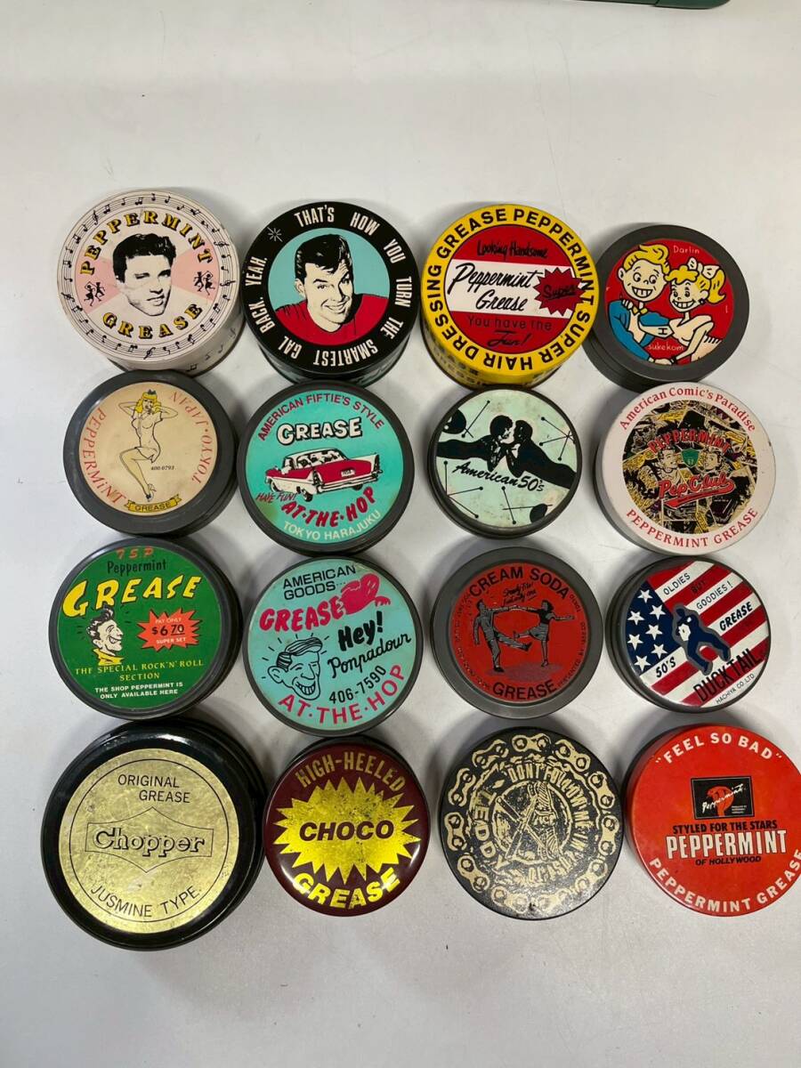 中古】ペパーミント グリース缶 2個セット ロカビリー 50'S クリーム