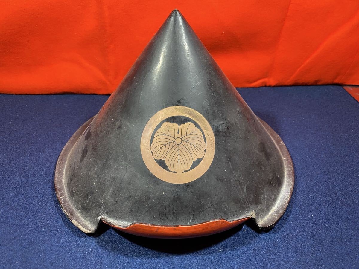 武具・甲冑 T【時代武具 練革黒漆塗とんきょ帽 陣笠 鉄砲隊 トンキョ帽