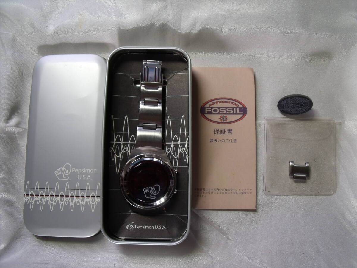 ♪Fossil PR-3008 腕時計 シルバー系 Pepsiman U.S.A フォッシル