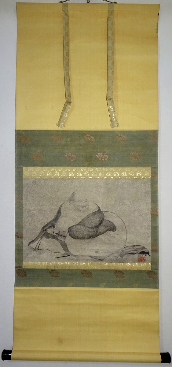 中古】岸駒 筆 『月に虎』竹堂箱書 掛軸〔絹本 肉筆〕/ 佐伯岸駒 岸派