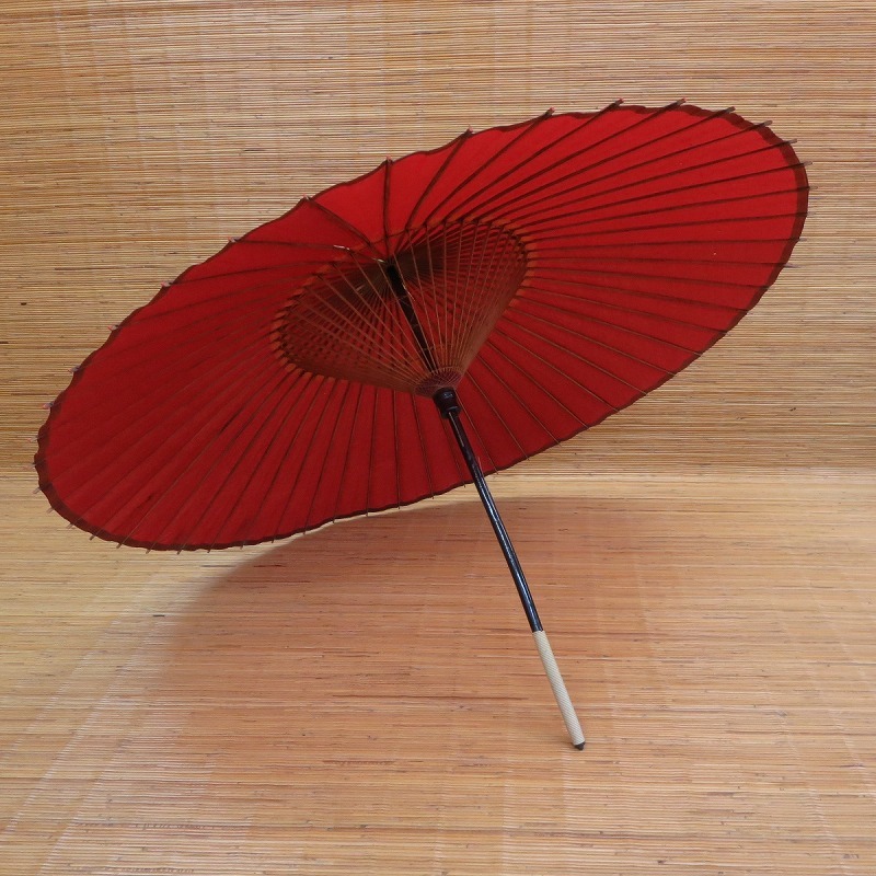 新品】番傘 赤 和傘 唐笠 和装小物 日本舞踊 竹 羽二重傘 伝統工芸品