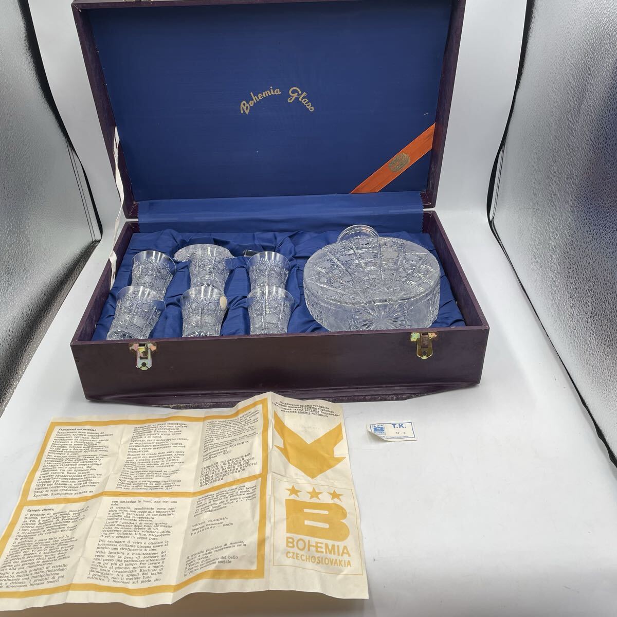 新品】未使用品 ボヘミアングラス 赤×金 ピッチャー＆グラス5客 セット