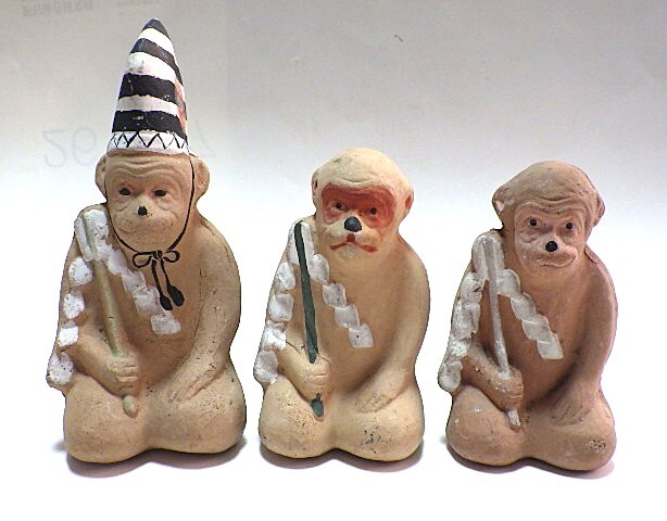 壽】戦前 日吉出世猿 神猿 日吉大社授与品 木工玩具 木彫人形 滋賀県