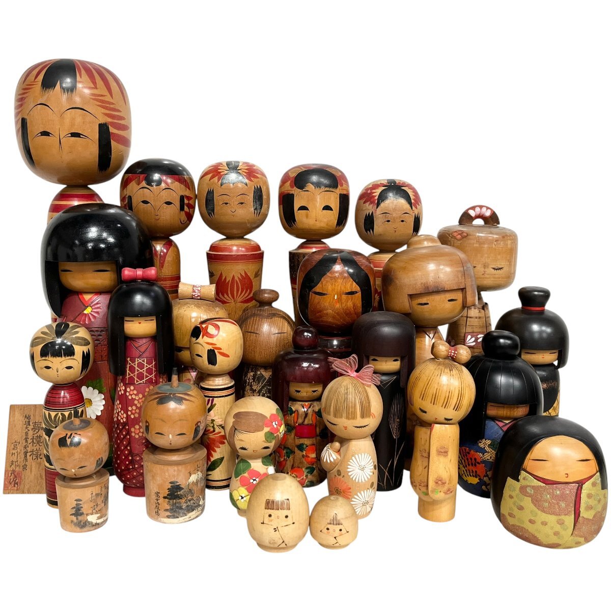 中古】☆【7体まとめて】 創作こけし 在銘 野沢薫作 関口東亜 他/木彫