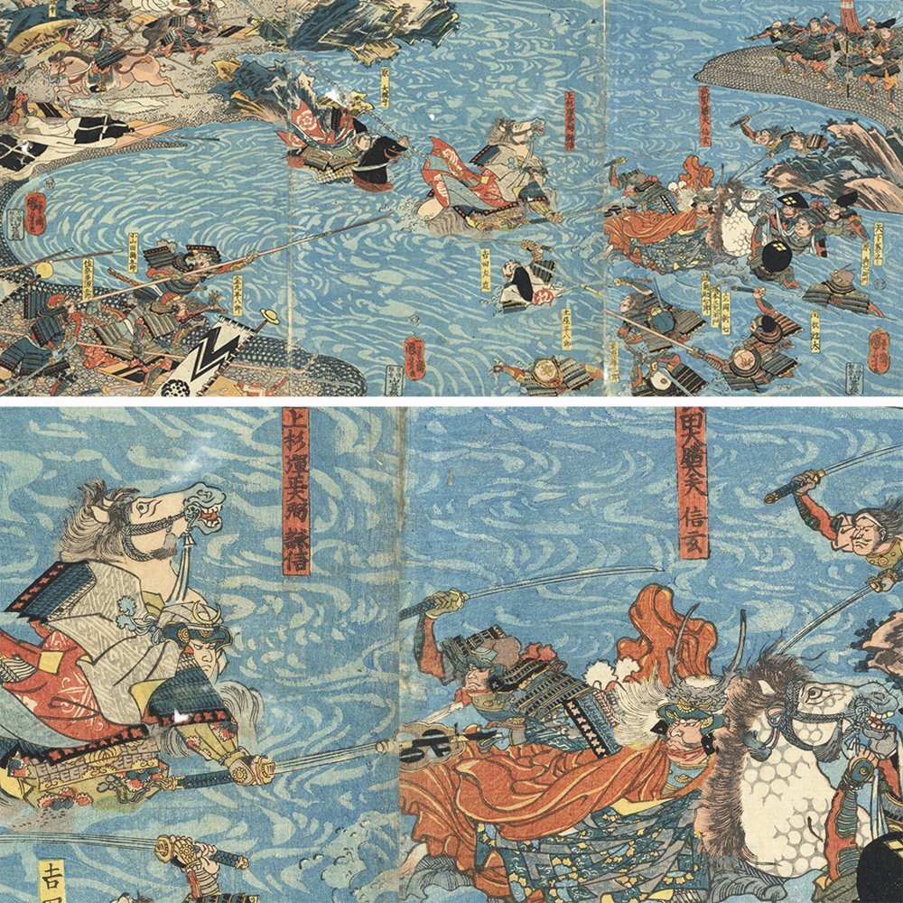 hana_desu15 獅子舞 春色家賀多の獅子舞 三枚続 国明画 文久元年(1861
