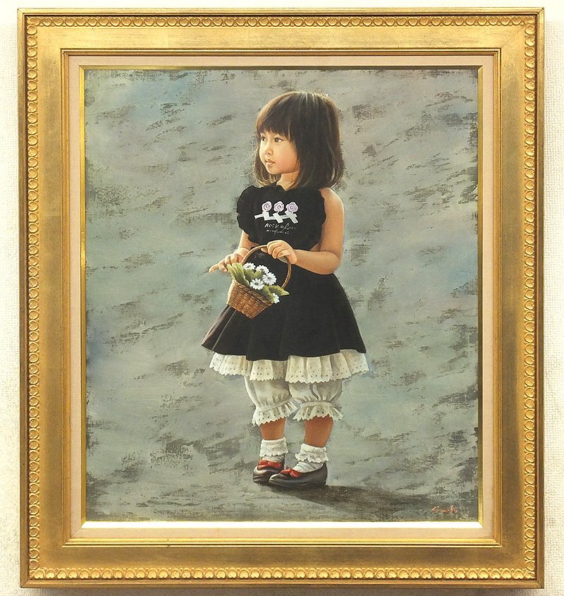 GLC】藤岡心象 「湖」 ◇一枚の絵取扱・油彩50号古径額 少女像不動の