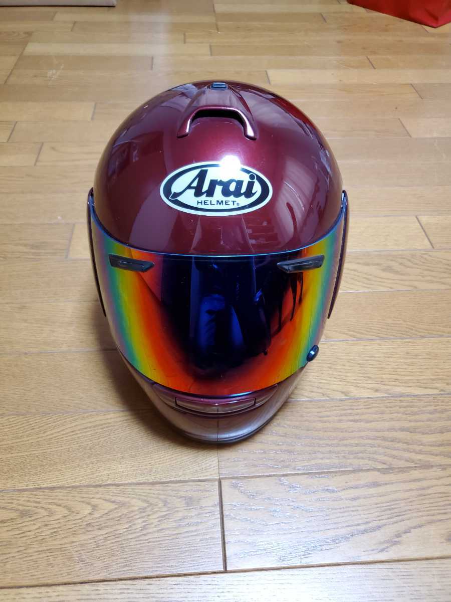 Arai フルフェイスヘルメット ワインレッド Arai アライヘルメット ワインレッド ミラーシールド付き フルフェイス