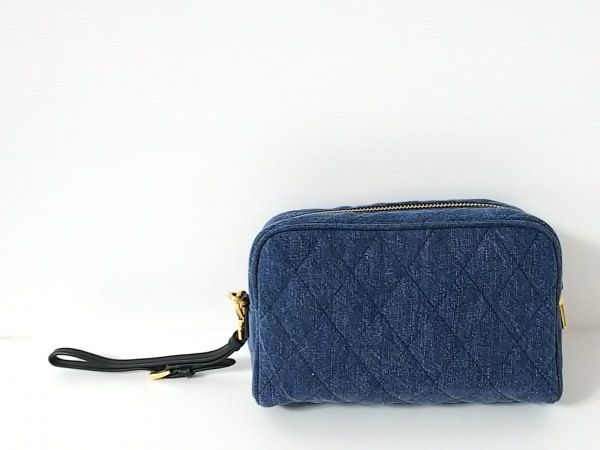 プラダ PRADA - デニム×レザー ネイビー ポーチ PRADA デニムポーチ