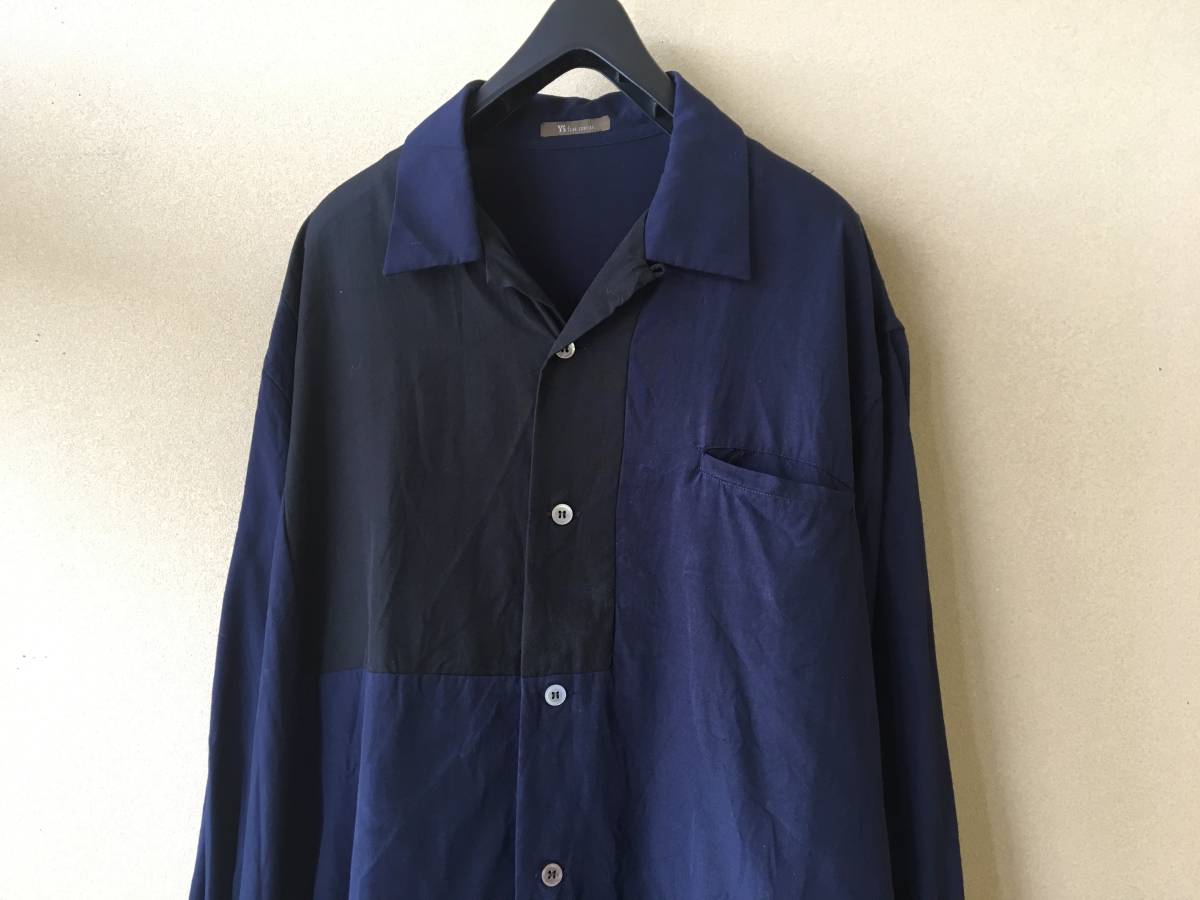 Y's for men/ワイズフォーメン】Open Collar Switching Rayon Shirt