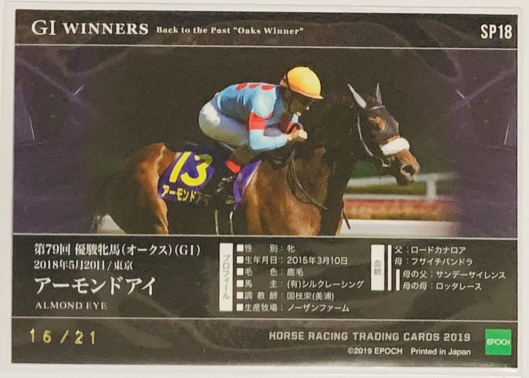 アーモンドアイ 05/21 EPOCHホースレーシング2019 インサートカード 新品】【アーモンドアイ】 Epoch エポック ホースレーシング 競馬 優駿
