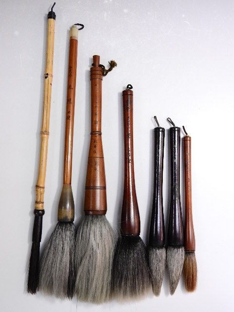 中古】545/▽日本筆まとめて7点 大筆 風雅/さむらい筆/純白兼毫など 
