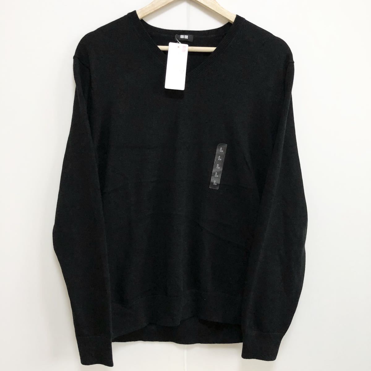 新品 新品未使用 Uniqlo ユニクロ ニット セーター Vネック 長袖 綿100 シンプル 無地 カジュアル ビジネス ブラック メンズ L 7428dd の落札情報詳細 ヤフオク落札価格情報 オークフリー スマートフォン版