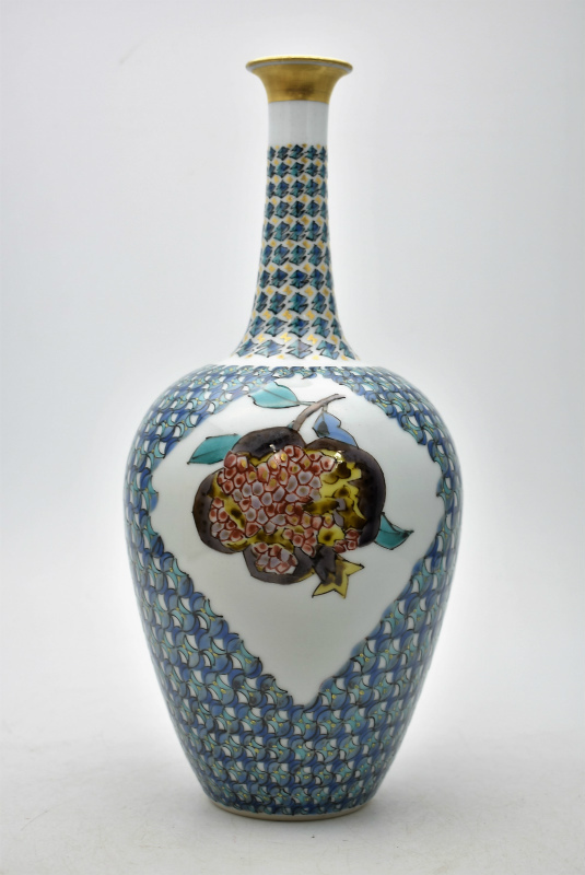 新品】竜H843◇美品 未使用 九谷焼 北出星光 色絵金彩 柘榴と小鳥図 壷 