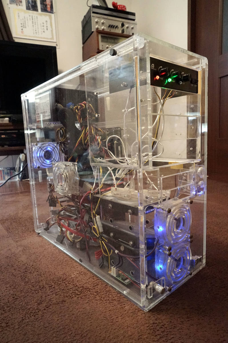 全てジャンクにて：Owltech ATXオールアクリルケース、他おまけ付