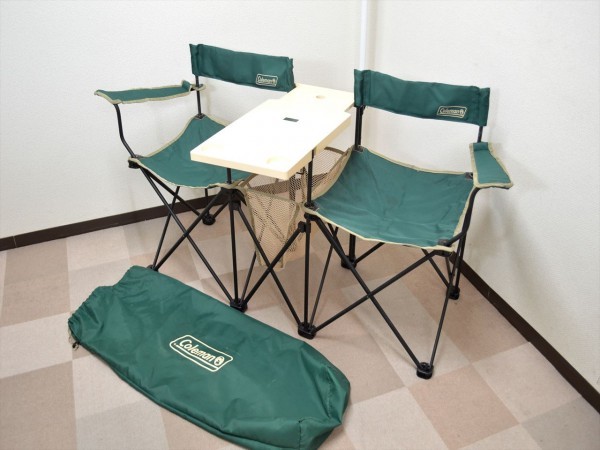 KM186○中古品○Coleman コールマン テーブル付ダブルチェア