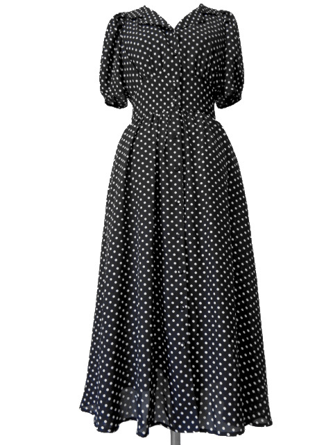 古着 ナイスクラップ黒ドット柄フレアーワンピース 70s60s70年代60年代80年代羽織りレトロ調クラシカルアンティーク調フリーサイズ即決 の落札情報詳細 ヤフオク落札価格情報 オークフリー スマートフォン版