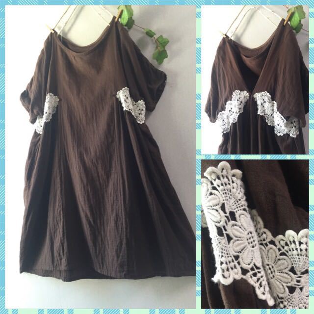 Handmade 2way 花柄レースwダブルガーゼチュニックワンピース 中古 北欧英国ハンドメイド手作りコットン綿ブラウンベージュゆったり軽量 の落札情報詳細 ヤフオク落札価格情報 オークフリー スマートフォン版