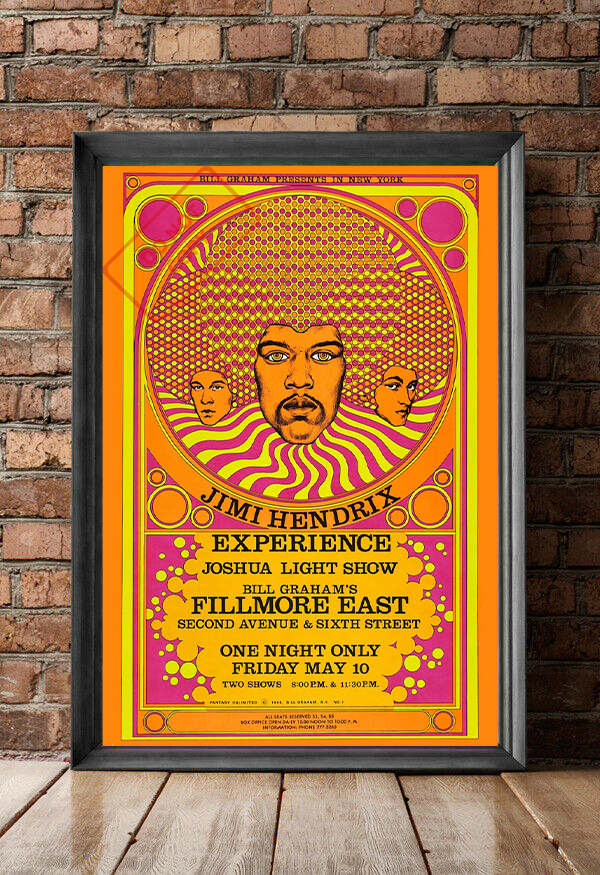 Jimi Hendrix ジミ・ヘンドリックス　ISSEI OGATA　ポスター 新品】☆ジミ・ヘンドリックス 1968 フィルモア・イースト ポスター