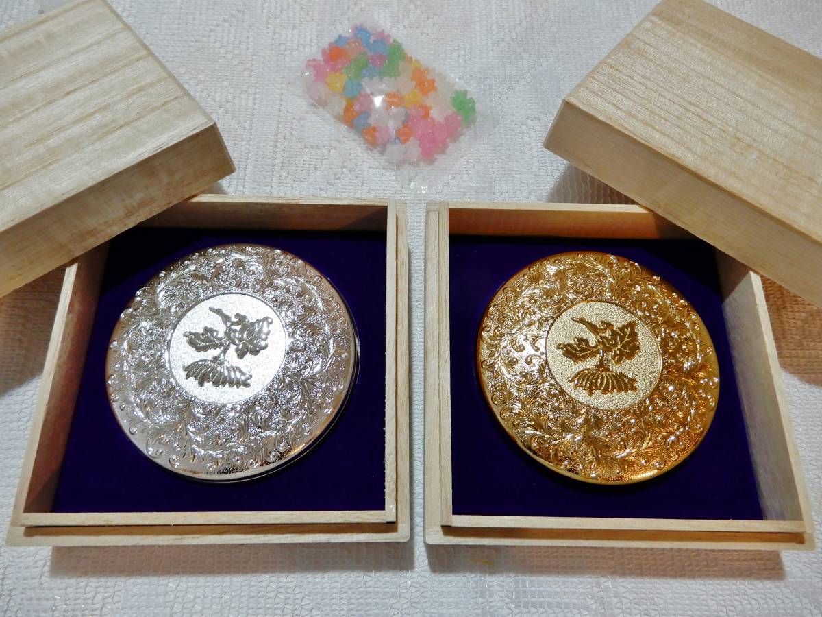 新品】Ham-626《皇居 東御苑》ボンボニエール 金 銀 セット 桐箱 皇居