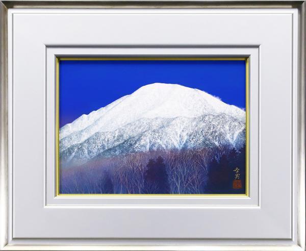 真作】【WISH】遠山幸男「恵那山」日本画 4号 金落款 共シール ◇雄大