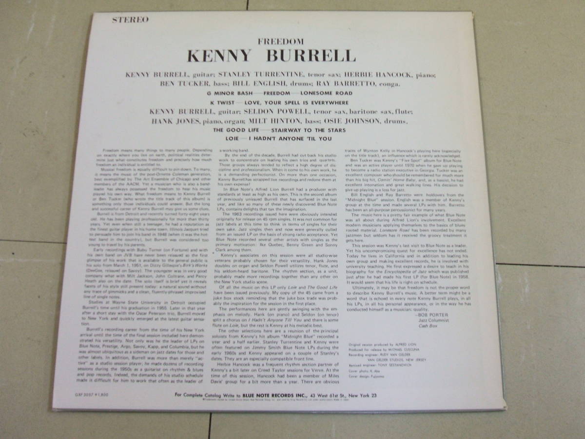Gxf3057 未発表 サイン入り Kenny Burrell ケニー バレル フリーダム Lp の落札情報詳細 ヤフオク落札価格情報 オークフリー スマートフォン版