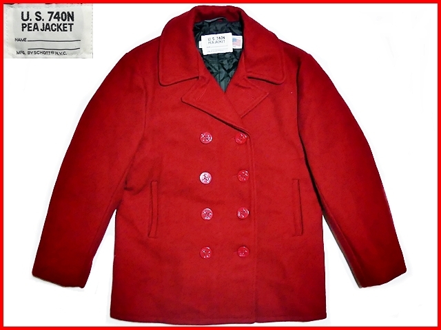 即決 米国製 Schott メンズ42 Xl位 ピーコート ショット レッド 赤 Pea Jacket Pコート ミリタリー ジャケット アウター Usa製 の落札情報詳細 ヤフオク落札価格情報 オークフリー スマートフォン版