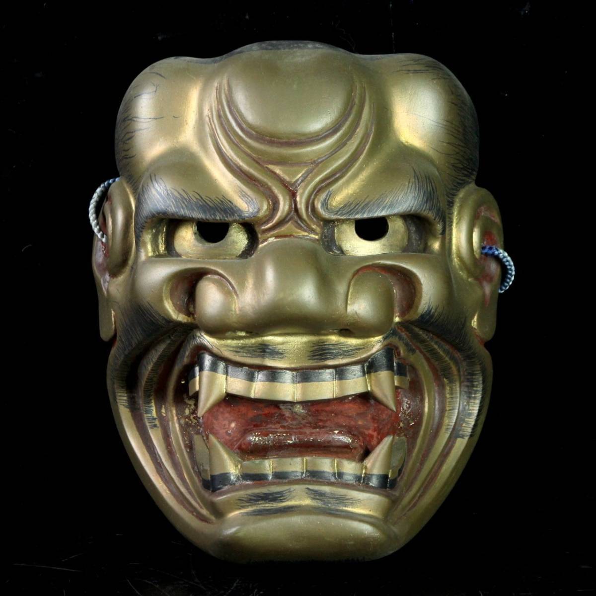 ◇舩◇ 古美術品 能面師造 木彫 獅子口面 能面 時代物 神楽狂言雅楽