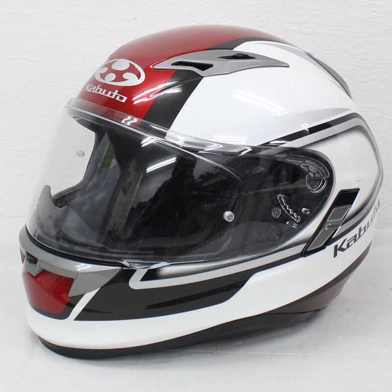 激安通販の Kabuto ジェットヘルメット 白/黒/赤 （カブトのオープン セキュリティ・セーフティ
