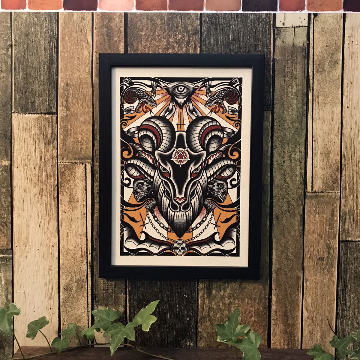 新品 タトゥー Tattoo オリジナル イラスト バフォメット サイズ フレーム付き 壁掛け インテリアポスター アートポスター ディスプレイ の落札情報詳細 ヤフオク落札価格情報 オークフリー スマートフォン版